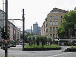 Blick auf die Palmeninsel mit Yucca-Palmen auf dem Stresemannplatz in Dsseldorf am 27.