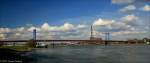 Blick vom Homberger-Rheinufer auf die Friedrich-Ebert-Brcke, die Duisburg-Homberg mit Ruhrort verbindet.