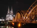 Blick an der Hohenzollern-Brcke entlang zum Dom; 04.04.2004