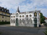 Bad Lippspringe, Brunnenhaus der Liborius-Heilquelle, neugotische Trinkhalle erbaut von 1905 bis 1908 (16.06.2025)