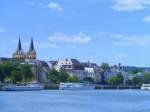 Deutschland, Rheinland-Pfalz, Koblenz, Peter-Altmeier-(Mosel)Ufer, Florinskirche, vom Deutschen Eck aus gesehen, 17.06.2012