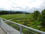 Koblenz, Blick von der Aussichtsplattform auf dem Ehrenbreitstein ber den Festungspark, neu angelegt zur Bundesgartenschau 2011, Sept.2011