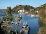 Blick ber den Schutzhafen des Wasser- und Schifffahrtsamtes zur Festung Ehrenbreitstein (15.