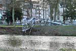 Bad Neuenahr - weggesplte Ahr-Fugngerbrcke, 6 Monate nach der Flut.