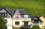 Gstehaus Ostermann an der Uferstrae in Cochem und die Weinfelder im Hintergrund.