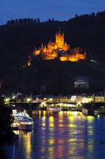 Reichsburg Cochem und die Mosel von der Moritzburger Strae aus gesehen.