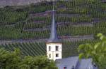 Die Kirche in Brehm an der Mosel mit Weinberge bzw.