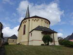 Dickenschied, Pfarrkirche 14 Nothelfer, neuromanischer Saalbau, erbaut von 1842 bis 1844 (28.07.2025)