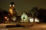 Blick vom verschneiten Schlossbergpark zu Schlosskirche und Schlossbergmuseum im Dezember 2005.