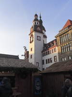 Ein Blick auf das Rathaus vom Chemnitz am 01.