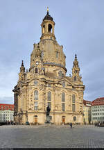 Wiederaufgebaute Schnheit: die evangelisch-lutherische Frauenkirche auf dem Dresdner Neumarkt.