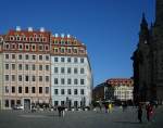 Dresden, am Neumarkt, die Bauten entstanden nach der Wende im alten Stil, rechts die Frauenkirche, Okt.2009