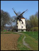 Die 1828 errichtete Gohliser Windmhle, eine Turmhollnder-Windmhle, dient heute als Gaststube und Museum.