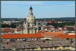 Blick von der Kreuzkirche auf die 1994 bis 2005 wiederaufgebaute Frauenkirche.