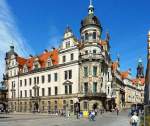 Dresden - das Schlo von seiner so-Spitze mit Blick in die Schlostrae, Richtung Schloplatz und Elbe.