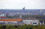 Blick auf Leipzig in nrdlicher Richtung vom Vlkerschlachtdenkmal.