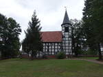 Spreewitz, evangelische Fachwerkkirche, kleine Saalkirche von 1688 (18.09.2021)