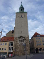 Bautzen, Lauenturm in der Mhltorgasse, erbaut von 1400 bis 1403, barocke Turmhaube von 1739 (03.10.2020)