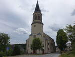 Johanngeorgenstadt, neugotische evangelische Stadtkirche, erbaut bis 1872 (23.07.2023) 