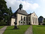 Neukirchen, evangelische Kirche, barocke Saalkirche mit Dachreiter, erbaut von 1755 bis 1760 (20.08.2023) 