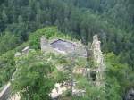 Blick vom Turm der Bergkirche auf die Burg Oybin, 11.08.07