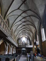 Grlitz, gotischer Innenraum der Dreifaltigkeitskirche, Orgel erbaut 1955 von der Firma Eule Orgelbau im alten Gehuse von Julius Rhle von 1910 (03.10.2020)
