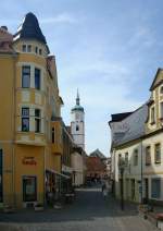 Wurzen, Blick vom Marktplatz zur Wenceslaikirche, Stadtpfarrkirche von 1663-73 erbaut, Juni 2010