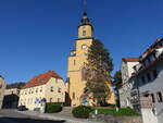 Oederan, evangelische Stadtkirche zu unserer lieben Frau am Martin Luther Platz, sptgotische Hallenkirche, erbaut im 15.