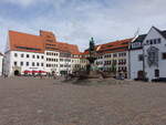 Freiberg, Huser und Brunnendenkmal am Obermarkt (18.09.2023)
