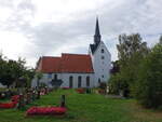 Groschirma, evangelische Kirche, Saalkirche mit sptromanischem Wehrturm, erbaut um 1200, Chor 15.