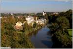 Nur fr kurze Zeit whrend des Baus der neuen A72-Autobahnbrcke ber das Tal der Zwickauer Mulde war es mglich, dieses Bild der Stadt Penig aus der Vogelperspektive ohne greren Aufwand