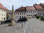 Stolpen, Postmeilensule von 1728 am Marktplatz (05.06.2025)