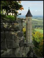 Der Hungerturm im Norden der Festung Königstein stammt vermutlich noch aus der Zeit der Burganlage.