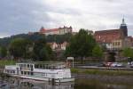 Blick am 30.08.2012 vom Personendampfer  Meissen  auf die Stadt Pirna.