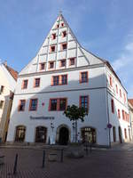 Pirna, Canalettohaus am Marktplatz, erbaut 1520 (02.10.2020)