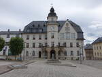 Treuen/ Vogtland, Rathaus am Markt, erbaut von 1859 bis 1861 (23.07.2023)