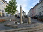 Plauen, Brunnen und Gebude am Klostermarkt (12.08.2023)