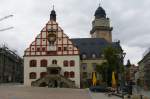 Plauen, Altes Rathaus, erbaut von 1503 bis 1508, Kunstuhr von 1548 im Giebel   (24.07.2011) 