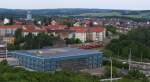 Blick vom Brensteinturm auf Plauen im Vogtland und den obereren Bahnhof -     Der Bahnhof Plauen liegt auf der Strecke der Sachsen-Franken-Magistrale, die von Nrnberg ber Bayreuth, Hof, Plauen,