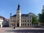 Crimmitschau, Rathaus am Markt, erbaut von 1771 bis 1772 (24.06.2023)