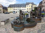 Glauchau, Brunnen und Huser am Marktplatz (13.08.2023)
