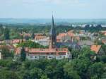 Halle/Saale: Petruskirche Krllwitz - Blick vom Aussichtsturm im Bergzoo Halle/S.