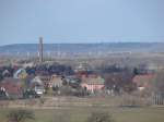 Laucha an der Unstrut - Blick von der Hirschrodaer Strae - im Hintergrund die Baustelle der ICE-Brcke bei Wennungen - 05.03.2010  