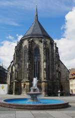 Weienfels, Chor der Marienkirche, erbaut 1303, sptgotische dreischiffige   Hallenkirche (18.07.2011)