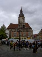 Naumburg, Wenzelskirche am Markt, spätgotisch, erbaut ab 1426, Kirchturm 72 Meter   hoch (13.05.2012)