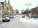 Laucha an der Unstrut - im Griff von Tief  Daisy  - Untere Hauptstrae Blick zum Markt - 09.01.2010  