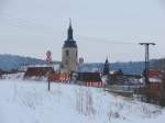 Laucha an der Unstrut - Blick von der Schleuse zur Kirche - 17.01.2010