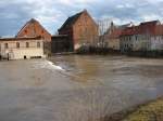 Laucha an der Unstrut - das Wehr mit Hochwasser - 28.02.2010