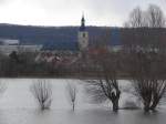 Laucha an der Unstrut - Blick von der Weischtzer Strae ber das Hochwasser - 05.03.2010   