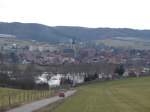 Laucha an der Unstrut - Blick von den Weinbergen im Rappental ber das Hochwasser - 05.03.2010   